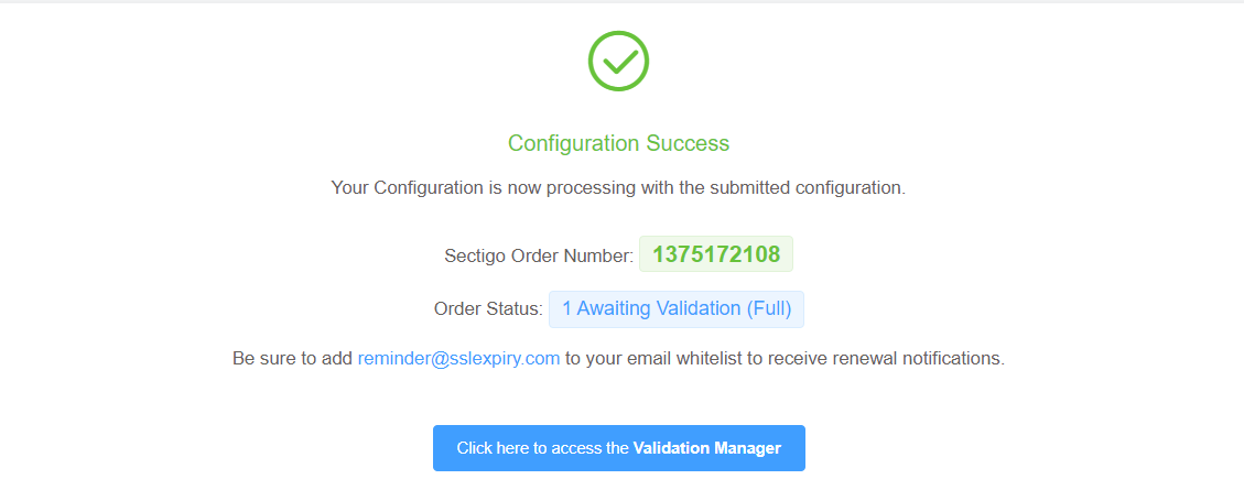 Certificate Configuration Success