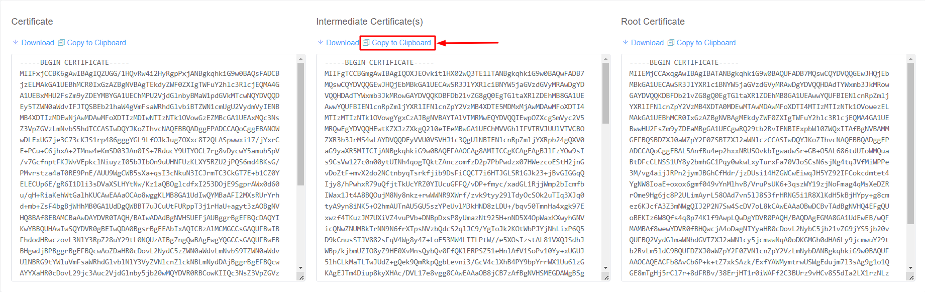 Copy Intermediate SSL Certificate