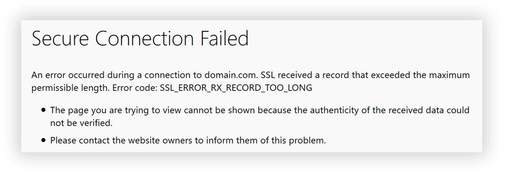 How to Fix the SSL_ERROR_RX_RECORD_TOO_LONG Error